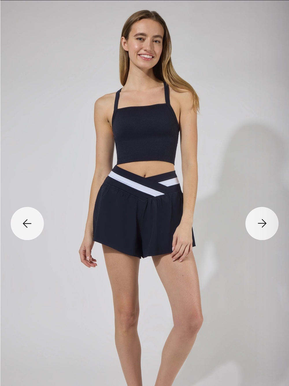 Yogalicious Navy Athletic Shorts with White Accent Waistband